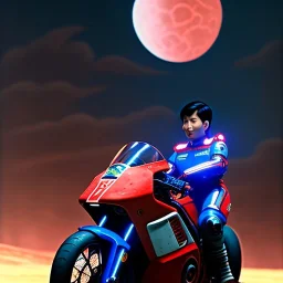 fullbody Drawing of 'kaneda's bike from sci-fi movie akira',intricate detail,andrea bonelli,Kilian Eng,Ohrai,evan lee,Aleksandr Sidelnikov,three quarters frontal aerial view,toned colors,16k