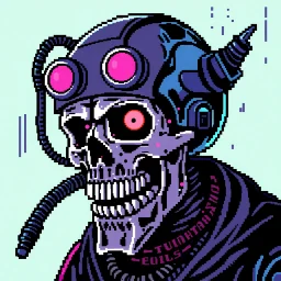 8 bit pixelart cyberpunk skull,servitor, Comic style