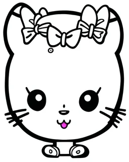 outline art for real Hello Kitty winking coloring page, Japanese manga style, cartoon style, cute face, white background sketch style, full body is a must, only use outline, clean line art, no shadow, bold outline