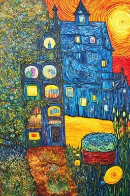 reality that reflects your highest aspiration; mashup of Hundertwasser and Van Gogh