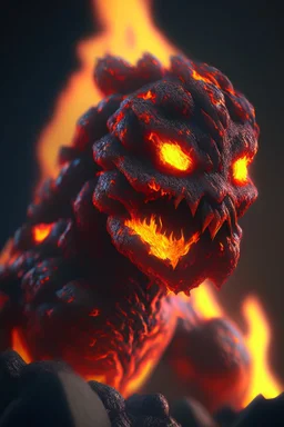 Lava creature , 8k, highly detailed, small minutiae, tiny features, hires, 8k, uhd, realistic shaded volumetric lighting, volumetric, color scheme, toned colors, colorful