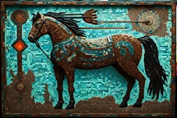 fluorescent relic mosaic senator horse aiming arrow heritage authentic