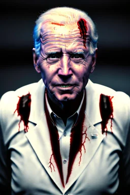 Ultra realistic image, joe biden zombie, zombie performance, blood, torn arm, night, walking twisted, waist up view, thriller style, dark ambient, highly detailed, White House background, concept art, unreal engine 5, god rays, ray tracing, RTX, lumen lighting, ultra detail, volumetric lighting, 3d, finely drawn, high definition, high resolution.