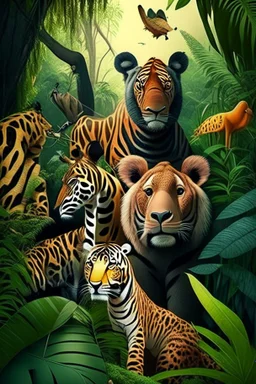 All animals in jungle