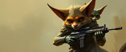 fox goblin gremlin holding uzis