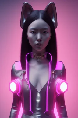 Portrait, Front image, cyberpunk Asian woman with rabbit mask, black pink color, latex dress, highly detailed, concept art, smooth, unreal engine 5, god rays, ray tracing, RTX, lumen lighting, ultra detail, volumetric lighting, 3d, finely drawn, high definition, high resolution.