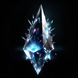 cyberpunk crystal shard ammunition, chaos shards, black background,white lighting, video game icon