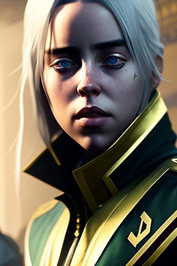 Billie Eilish, mask Dishonored 2, realistic, not to be distinguished from a photo, identical pupils, photorealistic illustration