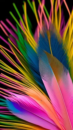 microscope photography of a multicolour feather with human head inside, peackock feathers in circle, geometric, symmetric