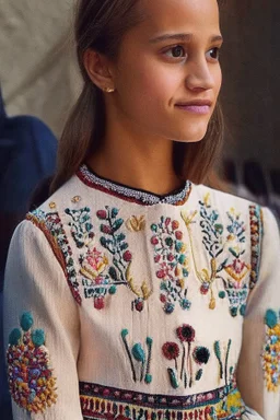 Hand sewn and embroidered extremely cute Alicia Vikander