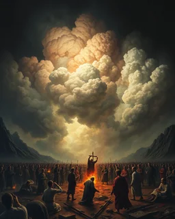 Bosch painting style, nightmare , people suffering in hell , dramatic, great quality picture with cinematic scenes , show heavy clouds in the background