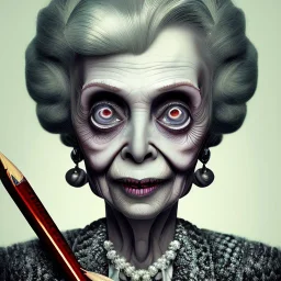 extrem tim burton style of old cruel lady stepmother, sharp focus