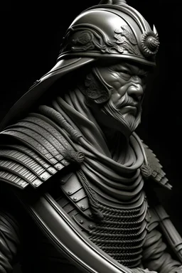 samurai warrior grey and white hyper realistic 3d cnc