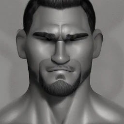 Buff dude with chiseled cheeks, black and white portait, gigachad