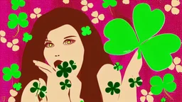 rave poster with Four-leaf clover girl with brown hair and catears