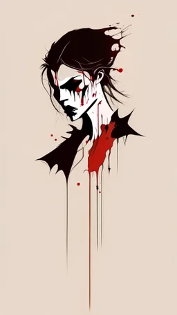 vampire drawing, minimalistic style, natural colors, blood