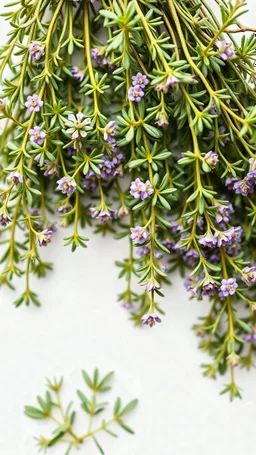 generate a lush bouquet of thyme on a white background