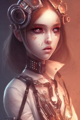 girl Horror cute junk Android, steampunk,