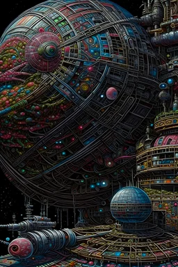 a close up of a painting on a black background, by Tomek Setowski, psychedelic art, a collage of space travel, bubble chamber, highly detailed and colored, highly detailed barlowe 8 k, the flow of time. complex shapes, highly intricate in technicolor, wei wang, very very high detailed, vacuum, viktor antonov