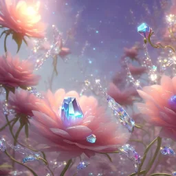 one big crystal subtle flower in a galactic ambiance with a beautiful fairy, transparent petals, delicate colors, in the foreground, full of details, smooth，soft light atmosphere, light effect，vaporwave colorful, concept art, smooth, extremely sharp detail, finely tuned detail, ultra high definition, 8 k, unreal engine 5, ultra sharp focus