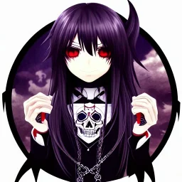 portrait anime vampire, long hair, Gothic, skulls, hyper detailed, intricately detailed, looking at viewer, arms behind back pose, gothic, skulls, ambiguous lines image, flat dimensional style, flat lines, rough drawing --ar 2:3