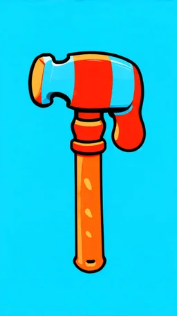 cartoon claw hammer, detailed vector drawing with thick outline, low saturation colors