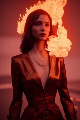 portrait of Clara prince set in fire, cinematic lighting, photorealistic, realistic, detailed, volumetric light and shadow, hyper HD, octane render, unreal engine 5 insanely detailed and intricate, hypermaximalist, elegant, ornate, hyper-realistic, super detailed --v 4