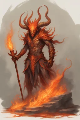 Fantasy art, D&D, aspect of Flame, Avatar of the Fire Element, bestial form, mythical