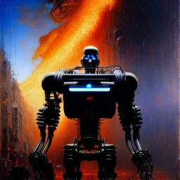 Drawing of 'Terminator T-800 Endoskeleton' painting by gaston bussiere, greg rutkowski, yoji shinkawa, yoshitaka amano, tsutomu nihei, donato giancola, tim hildebrandt,KyuYong Eom,Ren Wei Pan Oil on canvas, cinematic composition, extreme detail,fit full head inside picture,16k