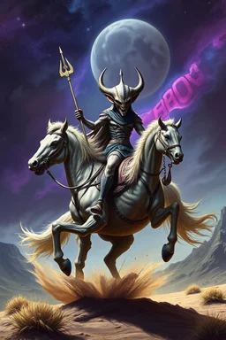 the god of boobs alien riding a wild horse