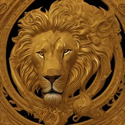 lion, black, gold, Moroccan traditional art, details, 3d, 4k