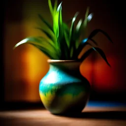 wazon a w nim małe kolorowe palmy wielkanocne , tekstura , lekko rozmyta