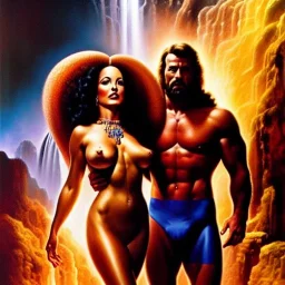 portrait oil on canvas,'And they were both naked, the man and his wife, and were not ashamed',comic book cover, mystical colors,insanely detailed,realistic,intrincate detail, 16k resolution, masterpiece,Simon Bisley,Frank Frazetta,Alex Horley,ARTHUR ADAMS