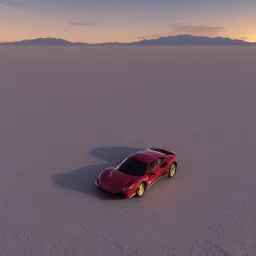 Ferrari 488 on the Utah Salt Flats during sunset