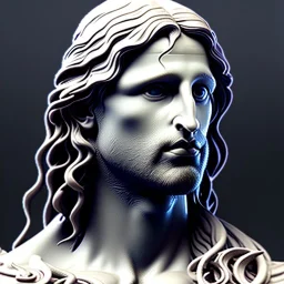 White Sculpture aragorn, full body, greek sculpture style, full body, fresco background, hyper realistic, 8k,