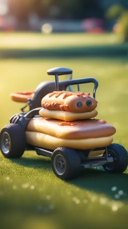 lawnmower that looks like a hot dog, bokeh like f/0.8, tilt-shift lens 8k, high detail, smooth render, down-light, unreal engine, prize winning