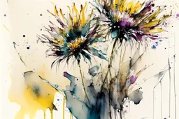 flowers in the style of Agnes cecile,frank Auerbach watercolor, wet on wet and splattering techniques, centered, perfect composition, abstraction, surrealism