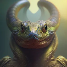 A beautiful portrait of a cute snake by sandra chevrier and, greg rutkowski and wlop, purple blue color scheme, high key lighting, volumetric light, digital art, highly detailed, fine detail, intricate, ornate, complex, octane render, unreal engine, photorealistic