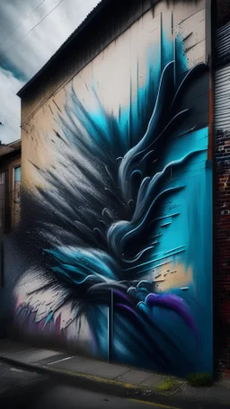 A street wall with beautiful spray art from front angle, realistic, photography, cinematic,4k