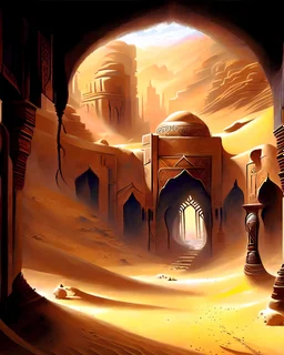 Arabian sand dungeon room dungeon painterly sci fi fantasy art