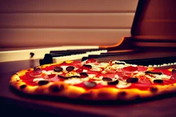 piano, pizza, guitar, night city