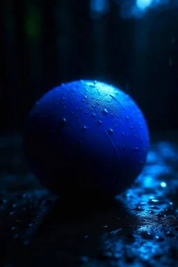 blue ball as a soul, rain, dark, apart