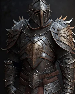 An armor made of a mixture of steel and leather, worn by a strong commander with magical power