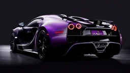 Super Evil purple and black Bugatti merged with Hyper Sport, desktop wallpaper, 4K, Cinematic, rear view