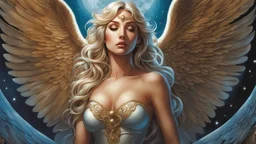 a sorcerer summoning a sensual angel with the most beautiful face and eyes in the world. huges wings. Mark Brooks and Dan Mumford, comic book art, perfect, smooth