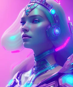 A portrait of a crystalised queen, atmospheric, realistic, unreal engine, cinematic lighting, octane render, transoarent, pink turquoise light