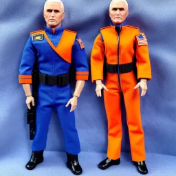 Mike Pence G.I. Joe toy Doll space force uniform, orange blue fabric, guns, wall packaging for sale