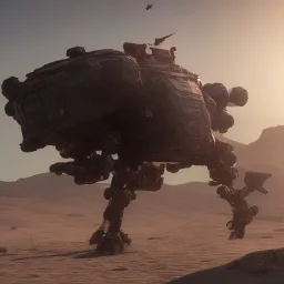 Armored Core machine robot fights another Armored Core fly in the sky in the desert with the ocean where you can see the space in the sky with the twilight on the horizon, 4k resolution