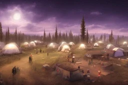 refugee camp at night