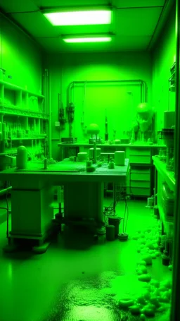 A lime green laboratory with cybernetic slime painted by Georges Seurat